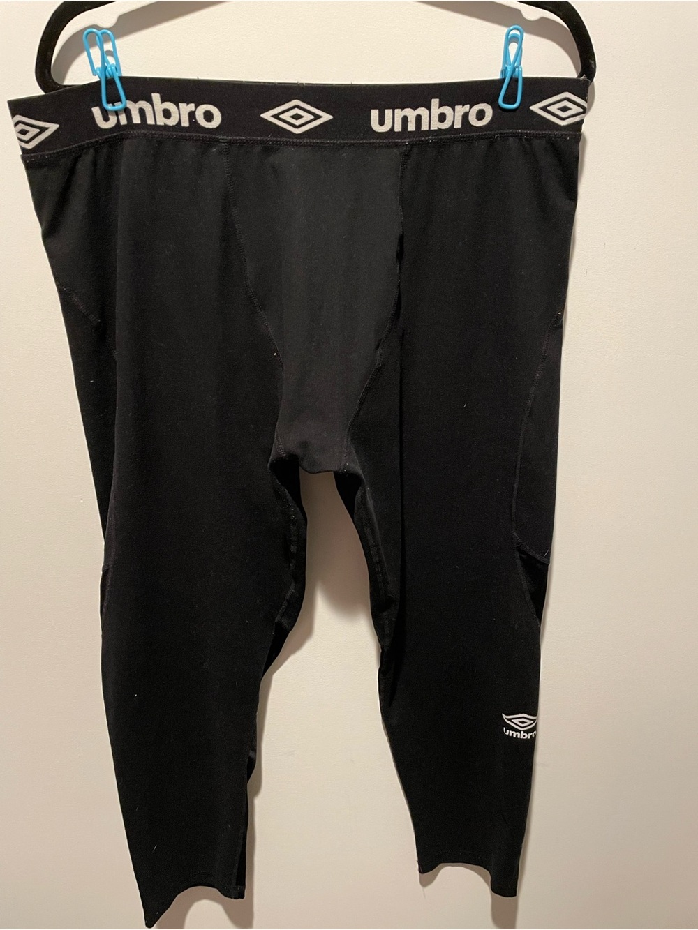 Umbro Black Compression Leggings with Logo Waistband